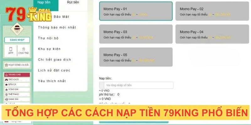 Tổng hợp các cách nạp tiền phổ biến